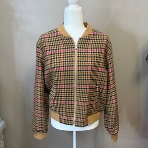 Plaid Bomber Jacket - Pink and Tan